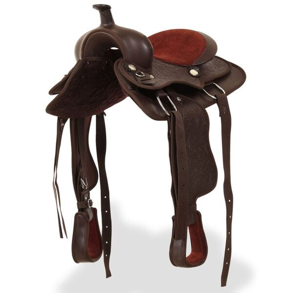 vidaXL Selle, bridon et col de poitrine Cuir v&eacute;ritable 13 po Marron