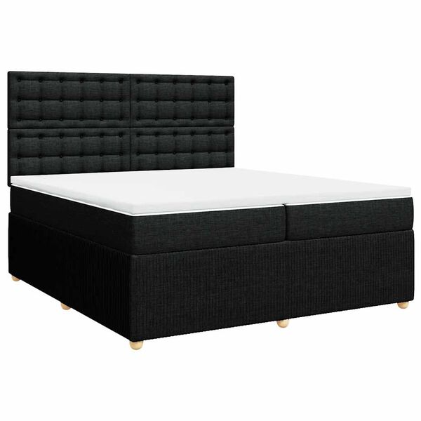 vidaXL Sommier &agrave; lattes de lit avec matelas Noir 200x200 cm Tissu