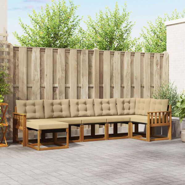 vidaXL Ensemble de canap&eacute;s d'ext&eacute;rieur 7 pcs Naturel et Beige