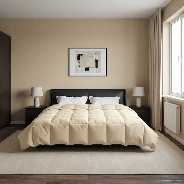 vidaXL Duvet complet toute l'ann&eacute;e Cr&egrave;me 200 x 200 cm Microfibre