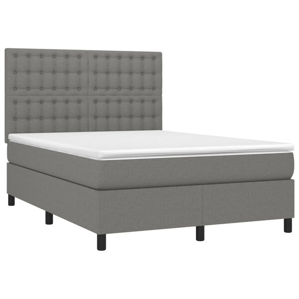 vidaXL Sommier &agrave; lattes de lit et matelas et LED Gris fonc&eacute; 140x190 cm