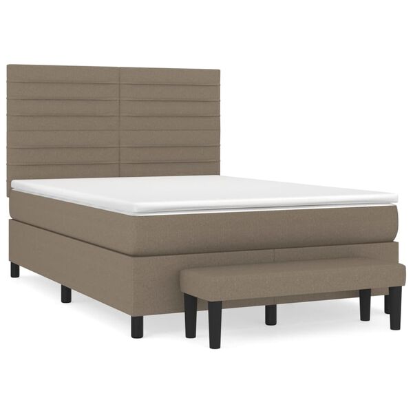 vidaXL Sommier &agrave; lattes de lit avec matelas Taupe 140x200 cm Tissu