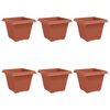 vidaXL Pot de Fleurs Carr&eacute; 6 pcs Rouge brique 43 x 43 x 33,5 cm