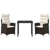 vidaXL Ensemble de salle &agrave; manger pour jardin 3 pcs Marron polyrotin