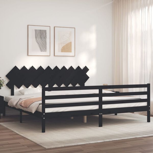vidaXL Cadre de lit sans matelas noir 200x200 cm bois massif