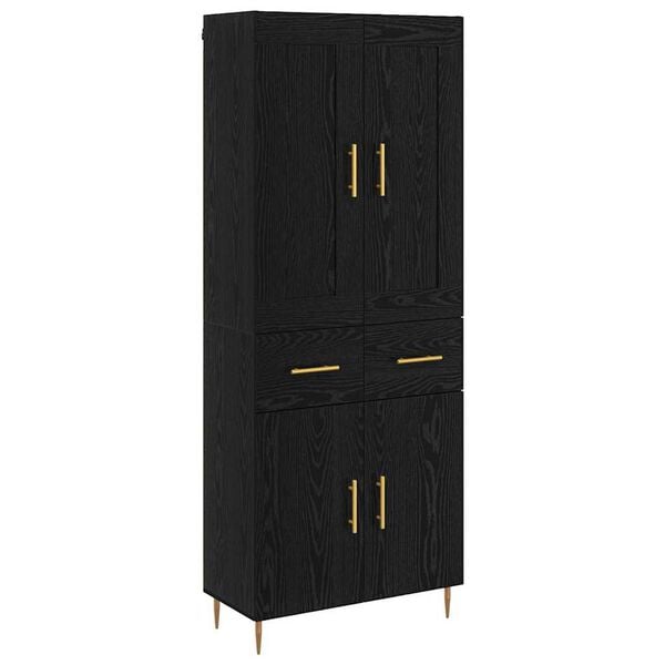 vidaXL Haut Armoire Ch&ecirc;ne noir 69,5 x 34 x 180 cm Bois d'ing&eacute;nierie