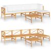 vidaXL Salon de jardin 6 pcs avec coussins cr&egrave;me Bois de teck solide