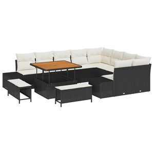 vidaXL Ensemble de canap&eacute; de jardin 12 pc 11-Nombre de places Noir