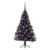 vidaXL Sapin de No&euml;l artificiel pr&eacute;-&eacute;clair&eacute; Noir 120 cm PVC