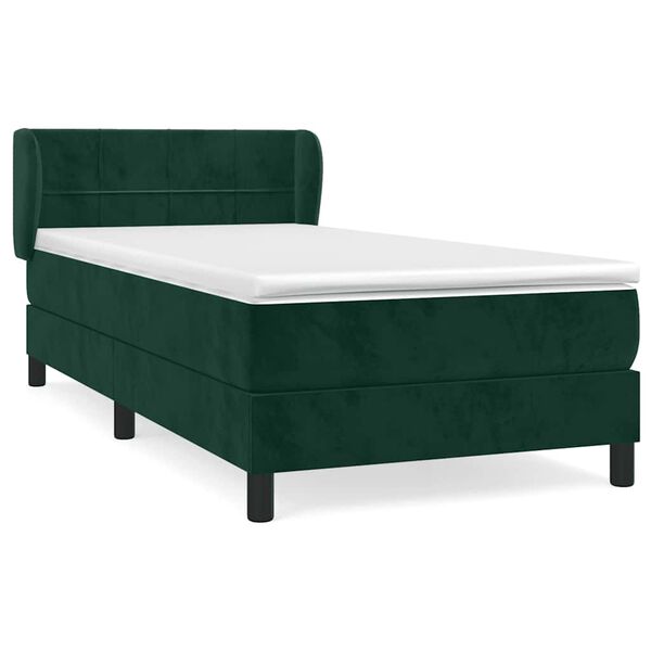 vidaXL Sommier &agrave; lattes de lit avec matelas Vert fonc&eacute; 90x200 cm