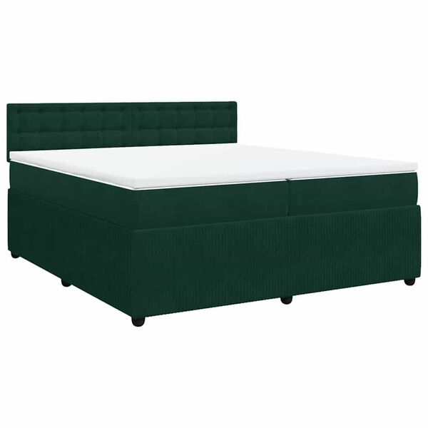 vidaXL Sommier &agrave; lattes de lit et matelas Vert fonc&eacute; 200x200cm Velours