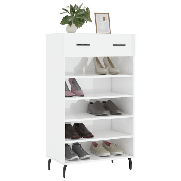 vidaXL Armoire &agrave; chaussure Blanc brillant 60x35x105 cm Bois ing&eacute;nierie