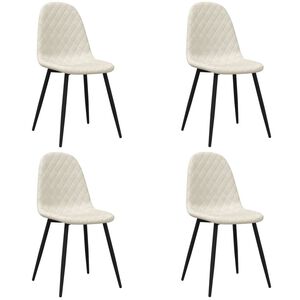 vidaXL Chaises &agrave; manger lot de 4 cr&egrave;me velours