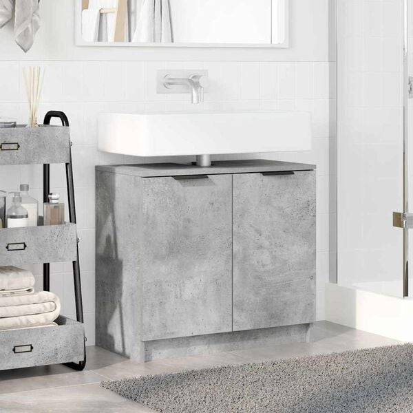 vidaXL Cabinet de salle de bain Gris b&eacute;ton 64,5 x 33,5 x 59 cm