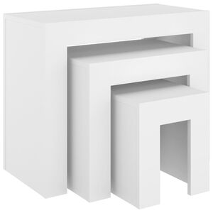 vidaXL Tables basses gigognes 3 pcs Blanc Bois d&rsquo;ing&eacute;nierie