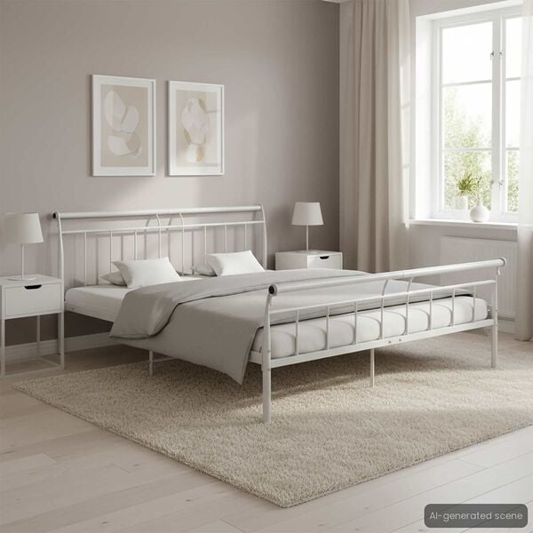 vidaXL Cadre de lit sans matelas blanc métal 200x200 cm