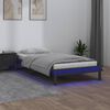 vidaXL Cadre de lit &agrave; LED sans matelas gris 75x190 cm bois massif
