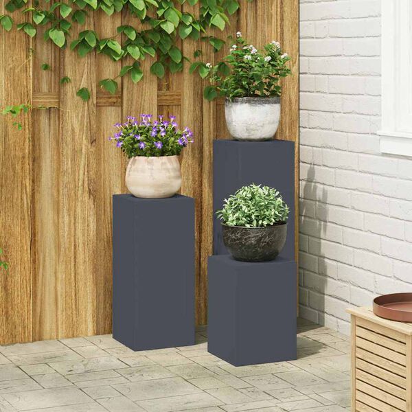 vidaXL Support de Plante 3 pcs Anthracite Acier