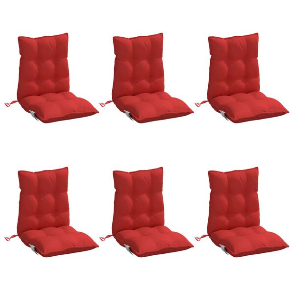 vidaXL Coussins de chaise &agrave; dossier bas lot de 6 rouge tissu oxford
