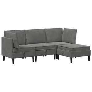 vidaXL Ensemble de meubles pour le salon 4 pc Gris fonc&eacute; Velours