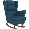 vidaXL Fauteuil &agrave; bascule &agrave; oreilles en velours bleu bois massif