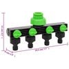 vidaXL Adaptateur de robinet &agrave; 4 voies vert/noir 19,5x6x11 cm ABS & PP