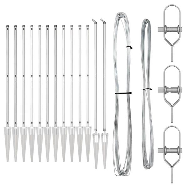 vidaXL Poteau de cl&ocirc;ture. 13 pcs Argent&eacute; Acier