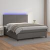 vidaXL Sommier &agrave; lattes de lit avec matelas et LED Gris 160x200 cm