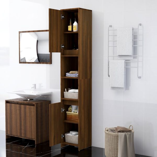 vidaXL Armoire de bain Ch&ecirc;ne marron 30x30x183,5 cm Bois d'ing&eacute;nierie