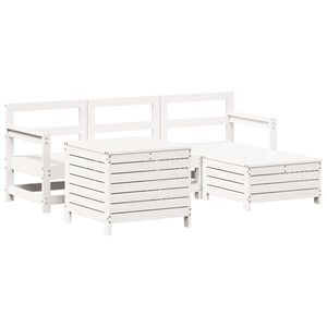 vidaXL Salon de jardin 5 pcs blanc bois massif de pin