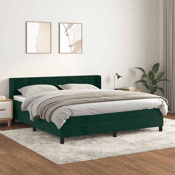 vidaXL Sommier &agrave; lattes de lit et matelas Vert fonc&eacute; 180x200cm Velours