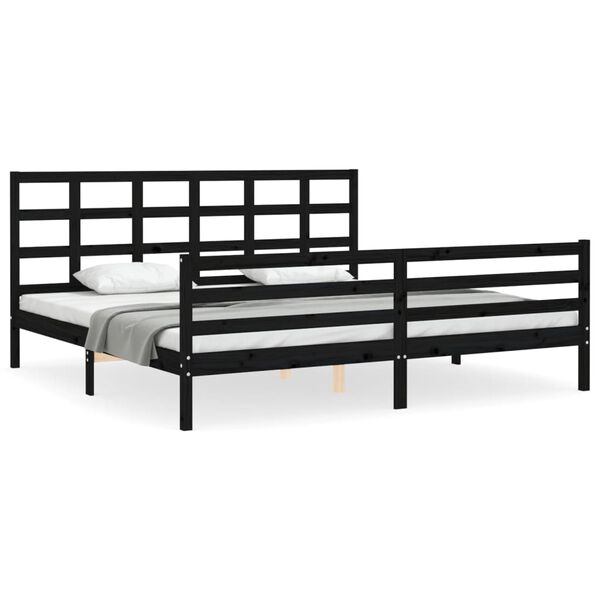vidaXL Cadre de lit sans matelas noir 200x200 cm bois massif