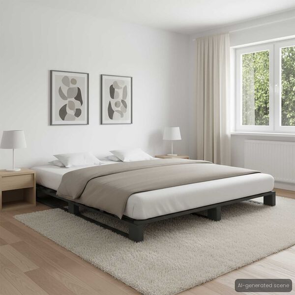 vidaXL Cadre de lit de palette sans matelas gris 200x200cm bois massif