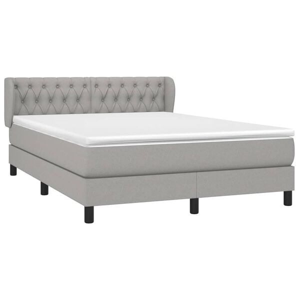 vidaXL Sommier &agrave; lattes de lit avec matelas Gris clair 140x200cm Tissu