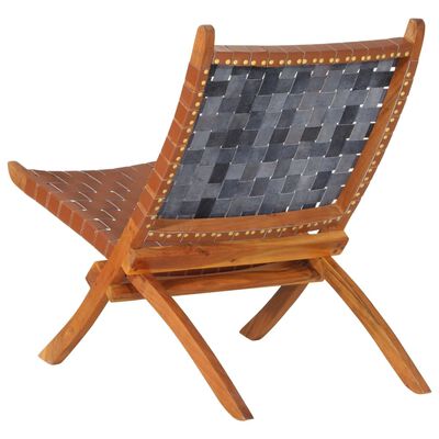 vidaXL Chaise de relaxation pliable marron cuir véritable