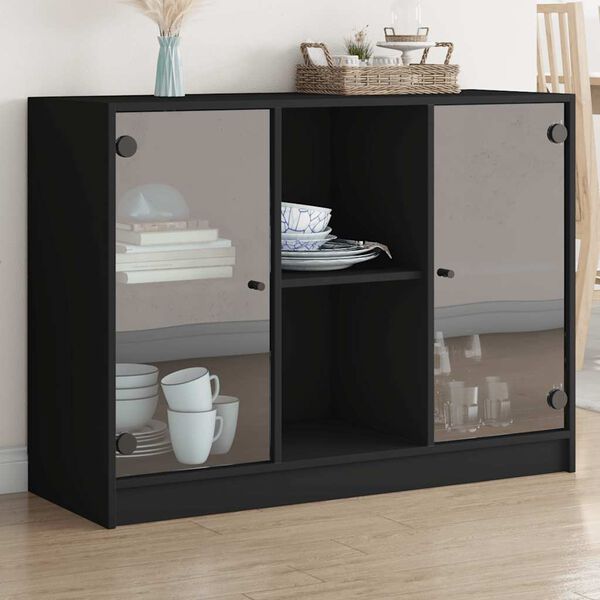 vidaXL Buffet noir 102x37x75,5 cm bois d'ingénierie