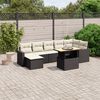 vidaXL Salon de jardin 8 pcs avec coussins noir r&eacute;sine tress&eacute;e