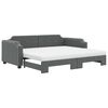 vidaXL Lit de jour avec gigogne et matelas gris foncé 100x200 cm tissu