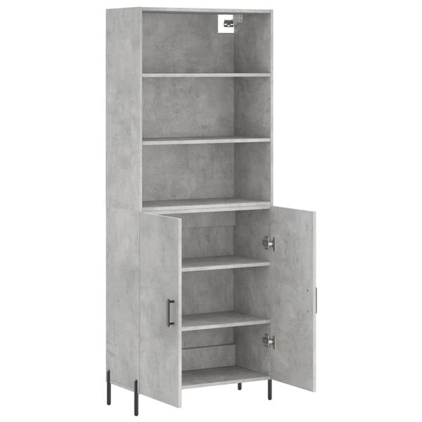 vidaXL Buffet haut Gris b&eacute;ton 69,5x34x180 cm Bois d'ing&eacute;nierie