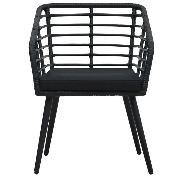 vidaXL Chaises de jardin lot de 2 avec coussins Résine tressée Noir
