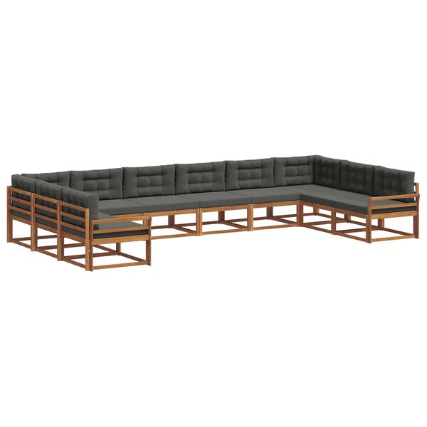 vidaXL Ensemble de canap&eacute;s d'ext&eacute;rieur 10 pcs Naturel et Anthracite