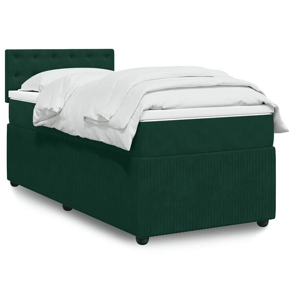 vidaXL Sommier &agrave; lattes de lit avec matelas Vert fonc&eacute; 90x200 cm