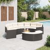 vidaXL Salon de jardin 3 pcs demi-rond noir r&eacute;sine tress&eacute;e