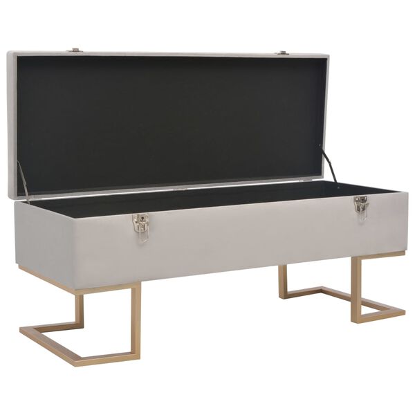 vidaXL Banc avec compartiment de rangement 105 cm Gris Velours