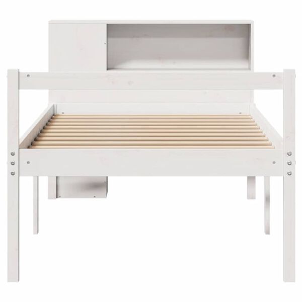 vidaXL Lit biblioth&egrave;que sans matelas blanc 90x200cm bois de pin massif