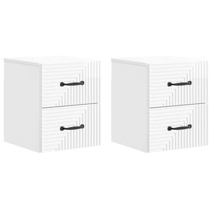 vidaXL Cabinet de chevet mural 2 pcs Blanc brillant 34,5 x 33 x 40 cm