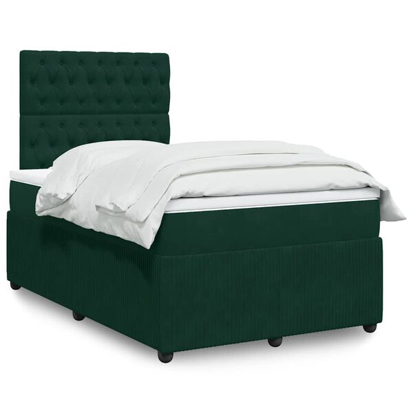 vidaXL Sommier &agrave; lattes de lit avec matelas vert fonc&eacute; 120x190 cm