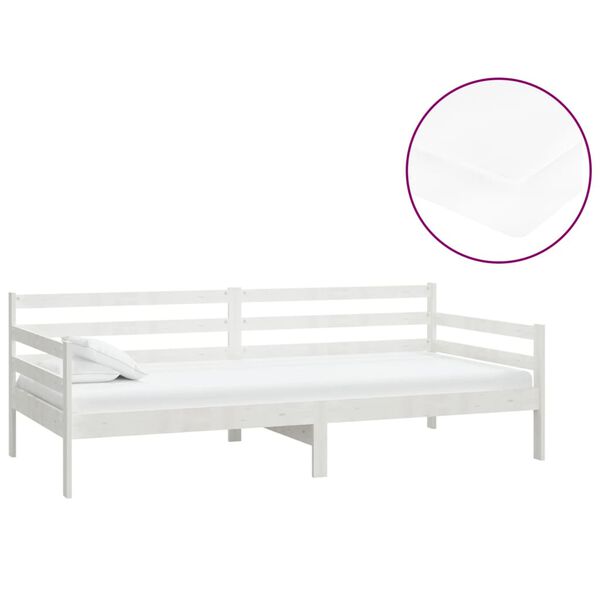 vidaXL Lit de repos avec matelas 90x200 cm Blanc Bois de pin massif