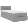 vidaXL Lit ottoman avec matelas gris clair 100x200 cm tissu