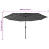 vidaXL Parasol de jardin avec lumières LED et mât en métal anthracite